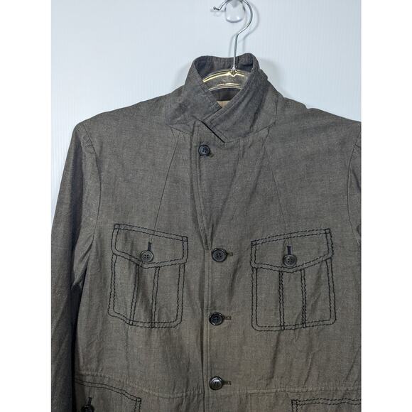 Comme des Garçons Blazer Wool Linen Army Green Faux Pocket Stitch Sz M NWT - Picture 5 of 12